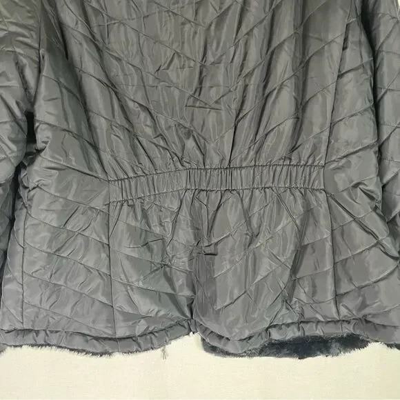 Free Country Jacket Women's Black Cloud Lite Reversible Faux Fur Winter XL Zip - Picture 11 of 12